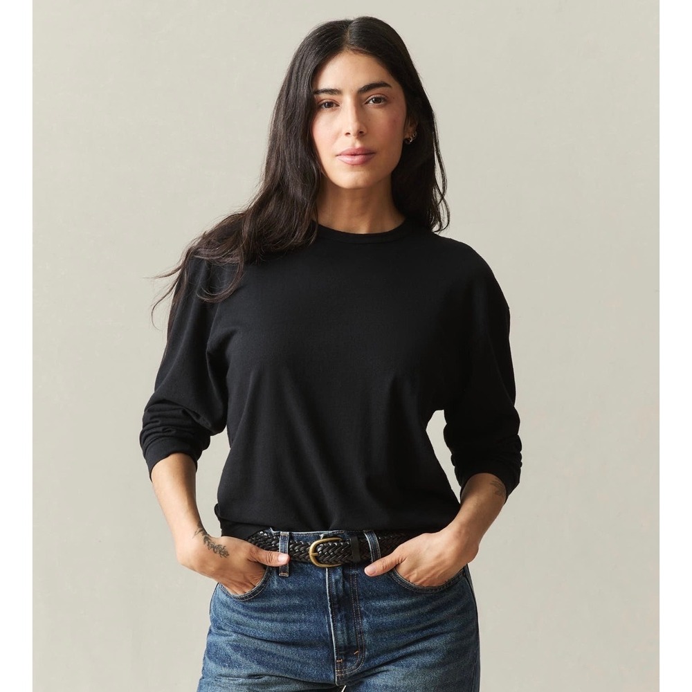 NWOT American‎ Giant Womens Hemp Long Sleeve Crew Neck Tee T-Shirt XL Black - Picture 2 of 11